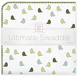 SwaddleDesigns Ultimate Swaddle Blanket, Made in USA, Premium Cotton Flannel, Pure Green Jewel Tone 