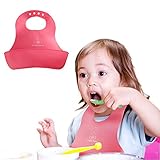 よだれかけ シリコーン エプロン ベビー 食事サイズの 調節可能です食事用スタイ・エプロン離乳食 (赤)