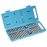 KKmoon 40本 ビット&ソケットセットトルクス 六角 スプラインビット ソケット クロムバナジウム鋼 1/2 "＆3/8" ドライブ 修理ツールキット 収納ケース付き