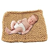 Play Tailor棒針編み　記念写真道具ブランケットベビー　新生児　赤ん坊　編み物の毛布　新生児　赤ん坊　誕生日　選べる6色カーキ