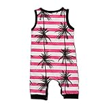 ベビー服　連体服　袖なし　カバーオール　ロンパース　ストライプ　柔らかい　綿　快適　女の子 (100)