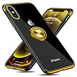 iPhone XS Max 用 ケース リング付き クリア 耐衝撃 スタンド機能 透明 TPU 車載ホルダー対応 落下防止 防塵 薄型 軽量