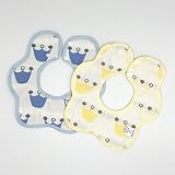 M i M i H a H a 6重ガーゼスタイ ビブ よだれかけ コットン100% 　360度回転　2枚セット baby bib (クラウン柄)