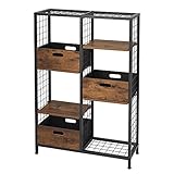 ラック オープンシェルフ 高さ120 ボックス付き ワイヤーメッシュ ビンテージ ラスティアシリーズ 幅83×奥行26.5×高さ120cm RT8012-OP