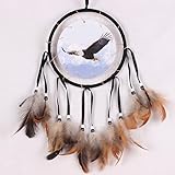 GSHAハンドメイドWolf / Bear / Eagleドリームキャッチャー壁吊り下げ装飾工芸ギフト ブラウン 9AH-00165