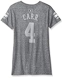 NFL Girls 7 – 16 Derek Carr Oakland RaidersメインストライプVネックName & Number半袖Tシャツ、XL /16、ヘザーグレー