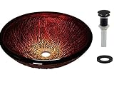 p816 Red LavaガラスVesselバンドルW / pvpud Drain ( PSRシンクリングも必要な場合）でアンティークブロンズ