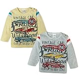 (イエロー/90cm)ベビー服 男の子 Tシャツ 長袖 スナップボタン付 車プリント ワッペン刺繍 袖ライン 男児 ベビー
