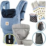 エルゴベビー抱っこ紐 (ベルト付）防寒セット オリジナル/ヴィンテージ・ブルー・インサート3III 【日本正規品2年間保証-SG認定】(マルチプルカバー＋よだれパッド+収納ポーチ）CREGBCABLU