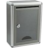 鍵付き 郵便受 窓付き 軽量 レター ボックス 多目的 BOX 会社や 学校 自宅でも使える シルバー