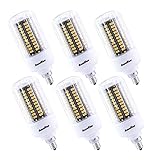 AmmToo pack of 6 E12 LED 12W corn bulb 85-265V 120Leds 5736 SMD 960LM Warm White 2800-3200K Candelab
