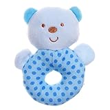 giftshop101 5 " Cute Bear Soft Plush Baby Rattle Baby Toy – ブルー