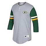 Green Bay Packers NFL Mitchell & Nessグレー"ホーム「ヴィンテージ」ストレッチ3ボタンヘンリーシャツfor Men M
