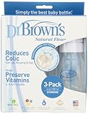 Dr. Brown's BPA Free Polypropylene Natural Flow Standard Neck Bottle, 4 oz - 3-Pack (Discontinued by