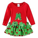 LittleSpringベビー女の子ドレスツリークリスマス US サイズ: 6-9M カラー: レッド