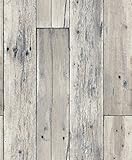 Blooming壁: Faux Wooden厚板壁紙壁壁画、20.8 in32.8 Ft = 57 Sq Ft、 BW-8E022