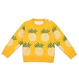 MNBS　子供服 キッズ セーター 男の子 女の子 ニット　パイナップルの模様 あったか かわいい カジュアル 秋冬 長袖 カットソー　イエロー　90cm