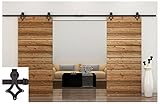 12 ftダークコーヒー国バーンダブル木製スチールスライドドアクローゼットハードウェアキット