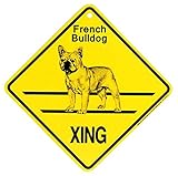 French Bulldog XING サインボード：フレンチブルドッグ 横断 注意 英語 看板 Made in U.S.A [並行輸入品]