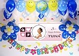A033☆風船セット■お誕生日を飾りましょ♪　【 写真+名前入り 横断幕♪　PHOTOバナー】フォトバナー / 誕生日横断幕　パーティー装飾用品　★横断幕＋バルーン装...
