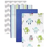 Luvable Friends Flannel Receiving Blankets, Robot, 4 Count by BabyVision [並行輸入品]