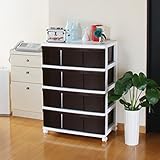 マックス・ジャパン ワイド 収納ケース 4段 ホワイト/ブラウン MJ-W4-1WBR