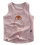 Plus Nao(プラスナオ) タンクトップ ノースリーブカットソー ランニング トップス 子供服 ボーダー柄 ペンギンプリント 夏 可愛い 男児 女 110 レッド