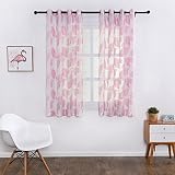 1パネルgommets Top Sheer Curtains 52"x63" ピンク DKCS-DSY-PINK-1X52X63