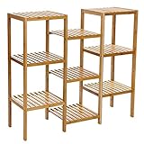 Songmics Bamboo Customizable Utility Shelf Bathroom Rack Plant Display Stand 9-Tier Storage Rack She