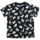 《初夏盛夏対応》 BateauBleue(バトーブルー) 天竺アニマル総柄半袖Tシャツ 130cm /Bk NO.AH-1651305