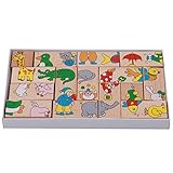 Honel ドミノ 動物 ドミノ倒し ドミノ牌 15枚 積み木 知育玩具 天然木製 おもちゃ カラフル こども 誕生日 プレゼント