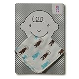 めんぷます田 赤ちゃんのハンカチガーゼ 2枚入り 生まれた! (ブルー) 25×25cm 綿100% 日本製