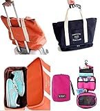 Leverde マザーズバッグ 旅行バッグ トートバッグ トラベル キャンバス シューズ収納 ポーチ付 BL-012 (ピンク pink)