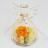 パラボッセオリジナル 天使型プリザ エンジェル オレンジ クリアケース入 横幅11cmx11cmx高さ13cm preserved flowers in glass