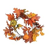 Meiliy Autumn Door Wreath Trimmed With Fall Leaves Pumpkin Hazelnut Berries For Home Hotel Office De