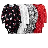 カーターズ Carter's ロンパース ボディスーツ 長袖 4枚組 女の子 綿100% コットンリブ 秋冬 4-Pack Long-Sleeve Bodysuits 6M (61-67cm)