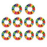 【国連本部公式最新仕様/インボイス制度対応】SDGs バッジ 25mm SDGs ピンバッチ バッチ 襟章 帽子 バッグにも最適 かわいい 国連本部公式最新仕様 金色 疑似七宝 ゴールデン (10個)