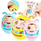 おきあがりこぼし　寝かしつけ　たのしくゆらゆらおきあがりこぼし　かわいい　蜂さん　おしゃぶり素材　歯がため　ベビープレゼント　ピンク