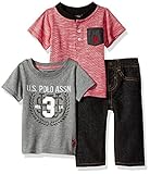 U.S. Polo Assn. Baby Boys' T-Shirt and Pant Set Red 6/9 Months [並行輸入品]
