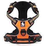 cocomall 犬用ハーネス 犬用胴輪 ドッグ ペット用品 ハーネス 3M反射材料 訓練 ナイロン製 小型犬、中型犬、大型犬に向け 通気性 調節可能 (XS, オレンジ)