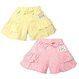 (ピンク/95cm) ベビー服 女の子 キュロット パンツ ボトム UZULAND オパール花柄 2段フリル リボン ワッペン ウエストゴム 女児 ベビー