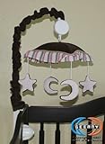 GEENNY Musical Mobile For Pink Brown Star & Moon CRIB BEDDING SET by GEENNY