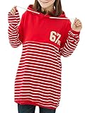 【MIKA&MAYA】 マタニティ 長袖 パーカー トレーナー ロング Tシャツ 授乳 レディース (フリーサイズ, レッド)