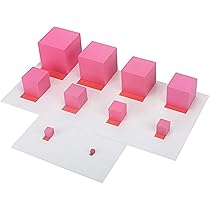 k　３点まとめ売り　ピンクタワー小 x ２個 & 無色タワー 1個 Amazon | 【MONTE Kids】モンテッソーリ教具 - ピンクタワー 小