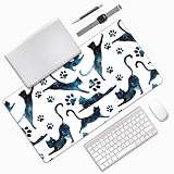 Yamis ゲーミング マウスパッド 大型 防水 デスクマット 75x40cm おしゃれ 清潔しやすい デスクパッド 滑り止め ゴムベース マウスパッド 仕事 ゲーム オフィス ホーム用 男女兼用 (子猫)