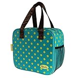 Insulated Lunch Bag Modern and Pretty Lunch Tote Bag (Cyan) [並行輸入品]