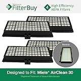4 - Miele Active AirClean 30 HEPA Filters, Part AAC30 & SFAA30. Designed by FilterBuy to fit Miele m