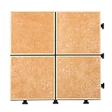 陶器製 ジョイントタイル ベランダ 庭 タイル 屋外用 陶器 マット 〔4枚セット・幅31cm〕 Bテラコッタ