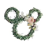 【Disney】ディズニー　フェイクグリーンのリース　ミッキーマウス　ピンク
