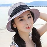 Hatrita-J 麦わら砂浜海岸帽子女夏ビーチ晒太陽帽春折りたたみ麦わら帽日除け帽 g